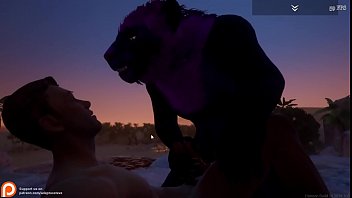 WILD LIFE game furry animation 3d gay males lion sex human  mountain waterfall water