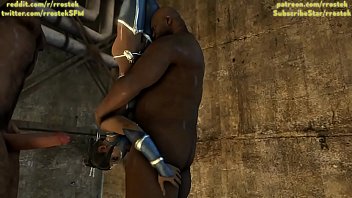 Kitana from Mortal Kombat X throat fucked hardcore by men