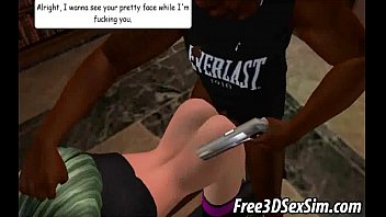 Foxy green haired 3D babe fucked by a black cock