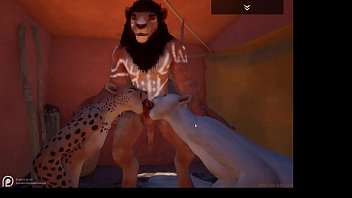 wild life game animation 3d lion dominating female leopard and lioness lick oral penis furry monster animal beast