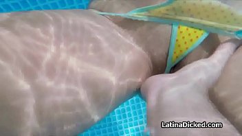 Cocking flashing Latina bikini girlfriend