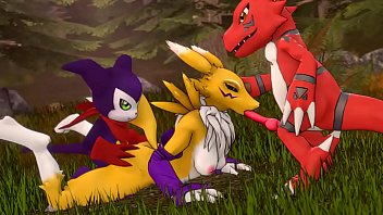 Renamon - Threesome with Guilmon and Impmon [Digimon]