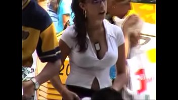 Busty Spanish candid teen part 2. Amazing cleavage, bouncing boobs, slomo