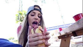 Kimmy Granger eating a hot cock in public