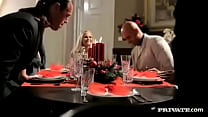 Sexy Trio of Pornstars Enjoy a Holiday Dinner and Then Sex